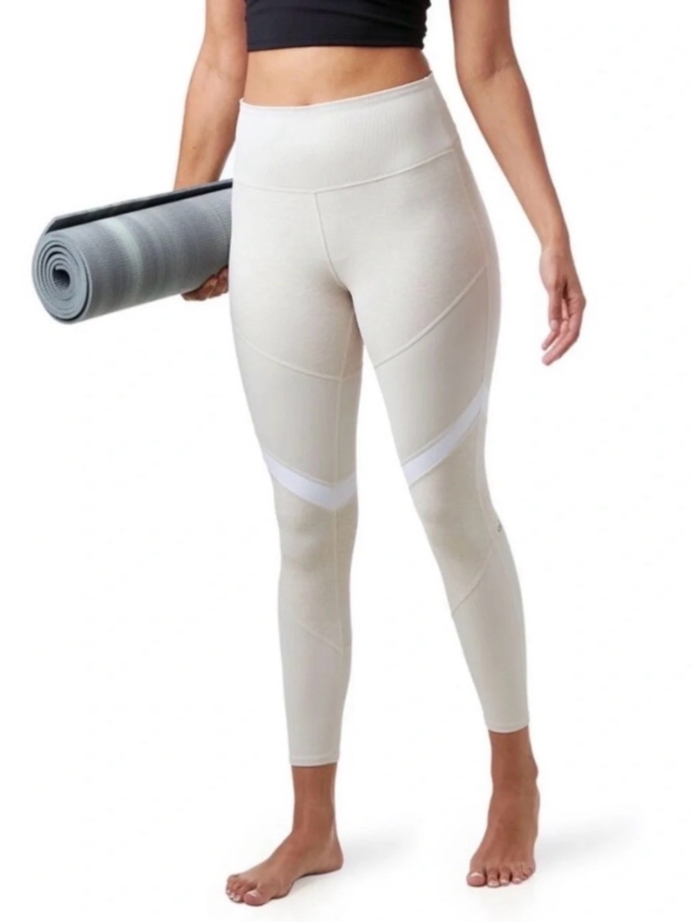 ALO Yoga Sheila High-Waist Alosoft 7/8 Leggings Cream/Bone/Oatmeal Size S